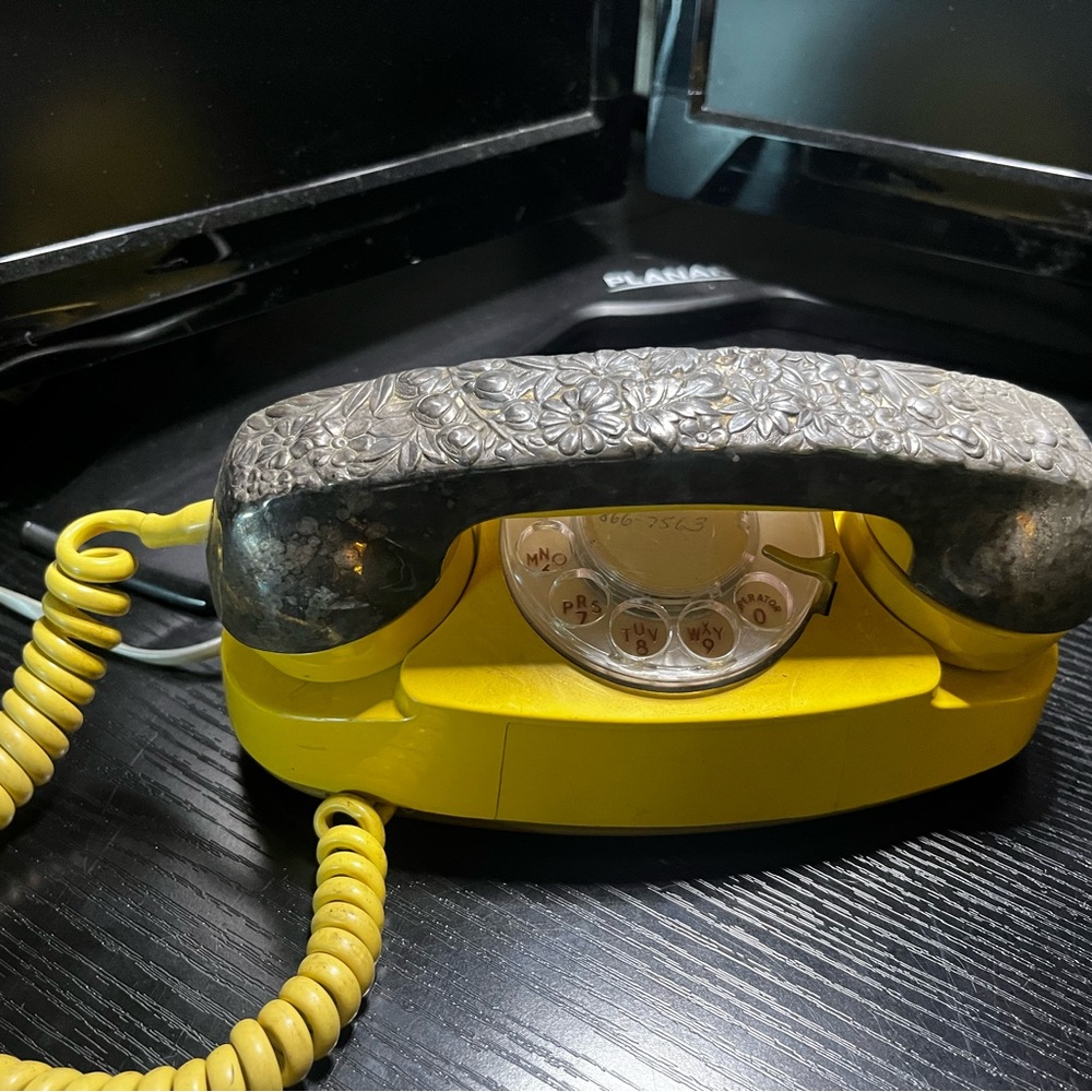 Vintage Yellow Rotary Dial Telephone